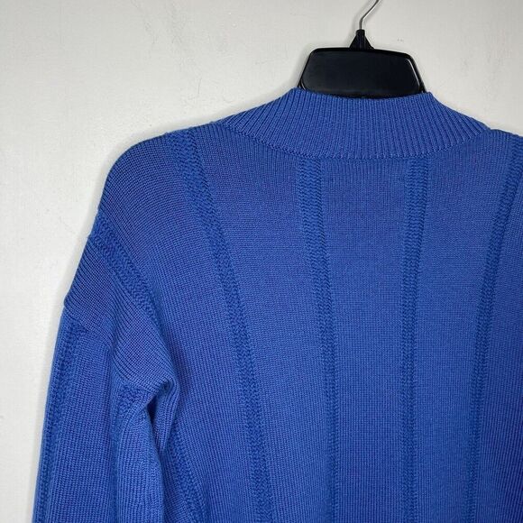 DEREK LAM Sweater Womens Small S Military Blue 100% Wool Pullover V-Neck Crop - Picture 8 of 13